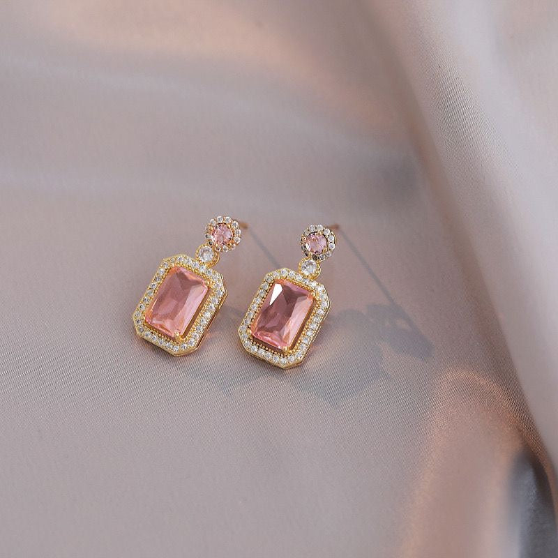 Pink Luxurious Rectangle Zircon Jewel Set