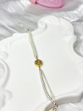 Star Disc White Pearl Cubic Zirconia Double Bracelet
