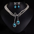 Pearl and Blue Zircon Bow Jewel Set