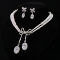 Pearl and White Zircon Bow Jewel Set