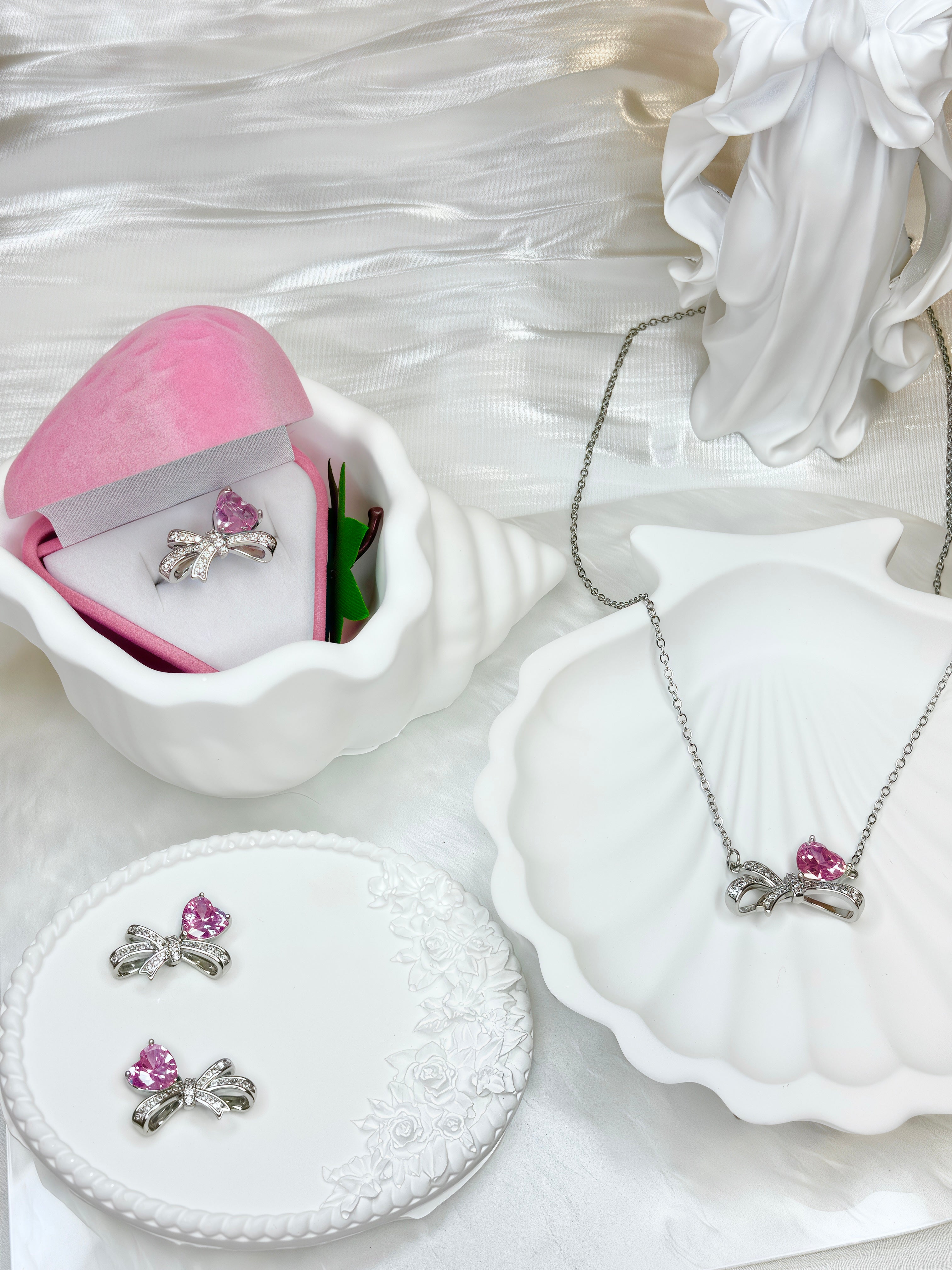 Pink Bow Shiny Jewel Set