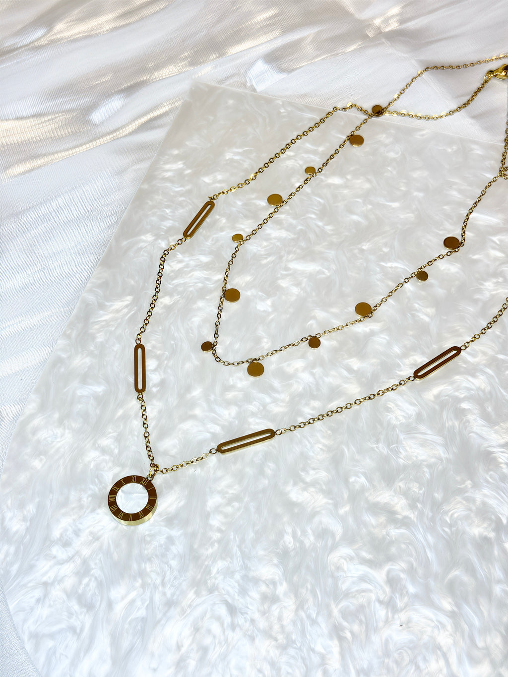 White Two-Sided Roman Numeral Jewel Set