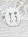 Sparkling Snowflake White Pearl Earrings