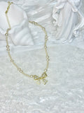 White Bow Pearl Necklace