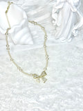 White Bow Pearl Necklace