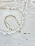White Pearl and Zircon Double Wear Bracelet