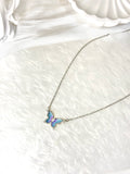 Blue Iridescent Butterfly Necklace