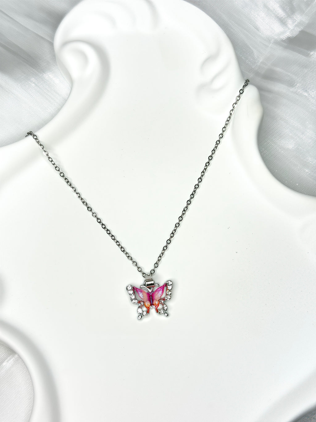 Pink Butterfly Dreamy Shiny Necklace