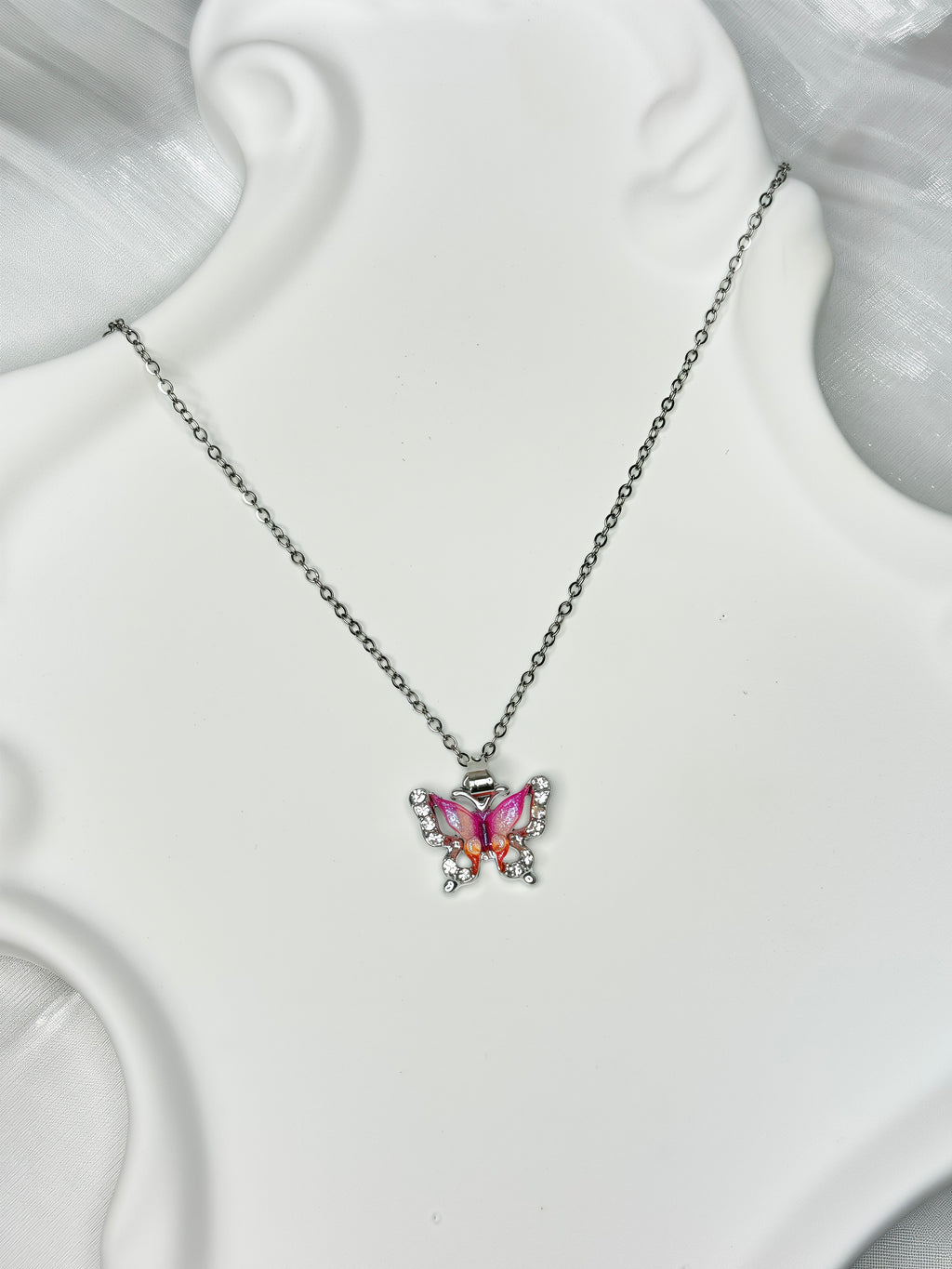 Pink Butterfly Dreamy Shiny Necklace