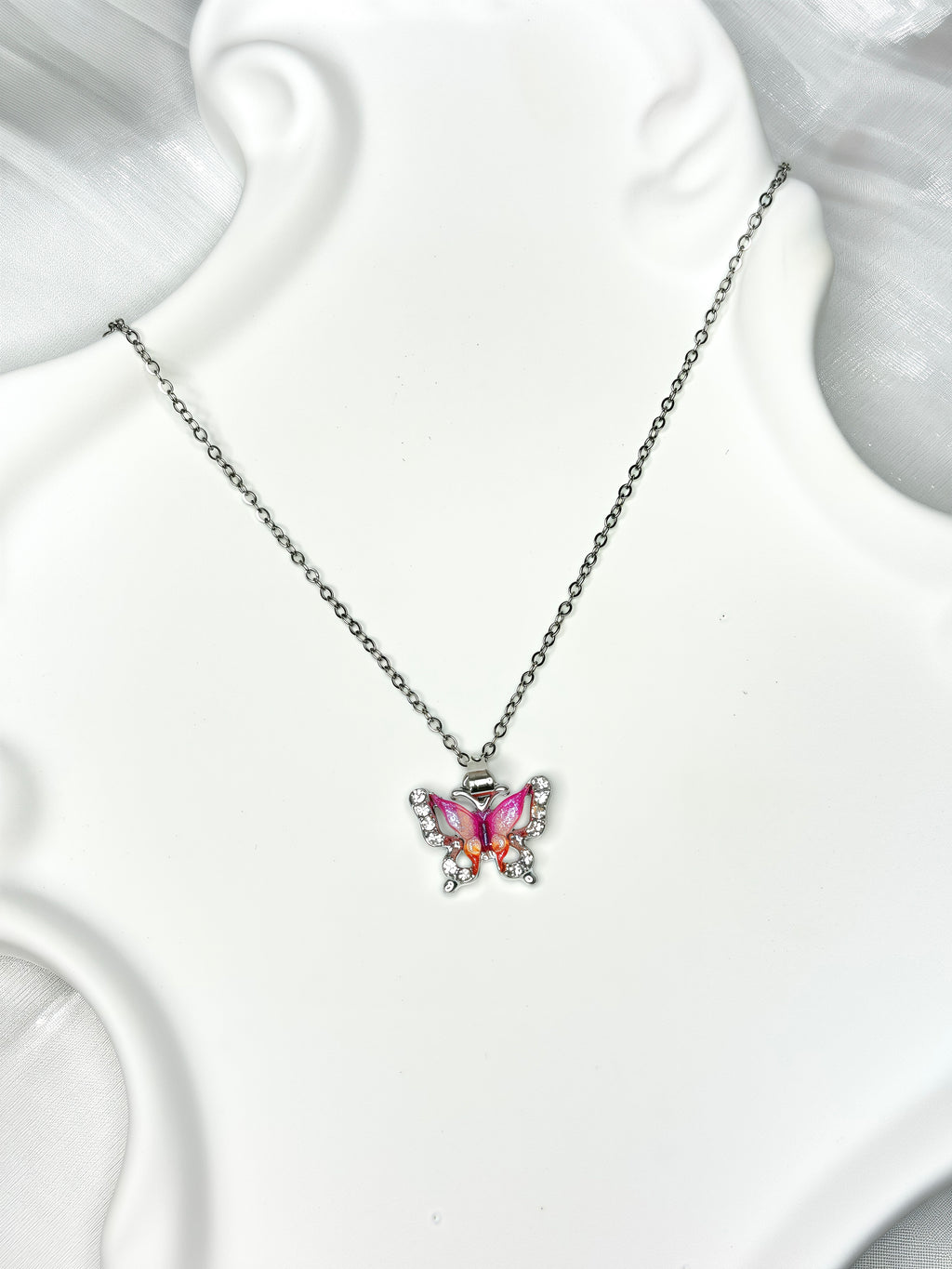 Pink Butterfly Dreamy Shiny Necklace