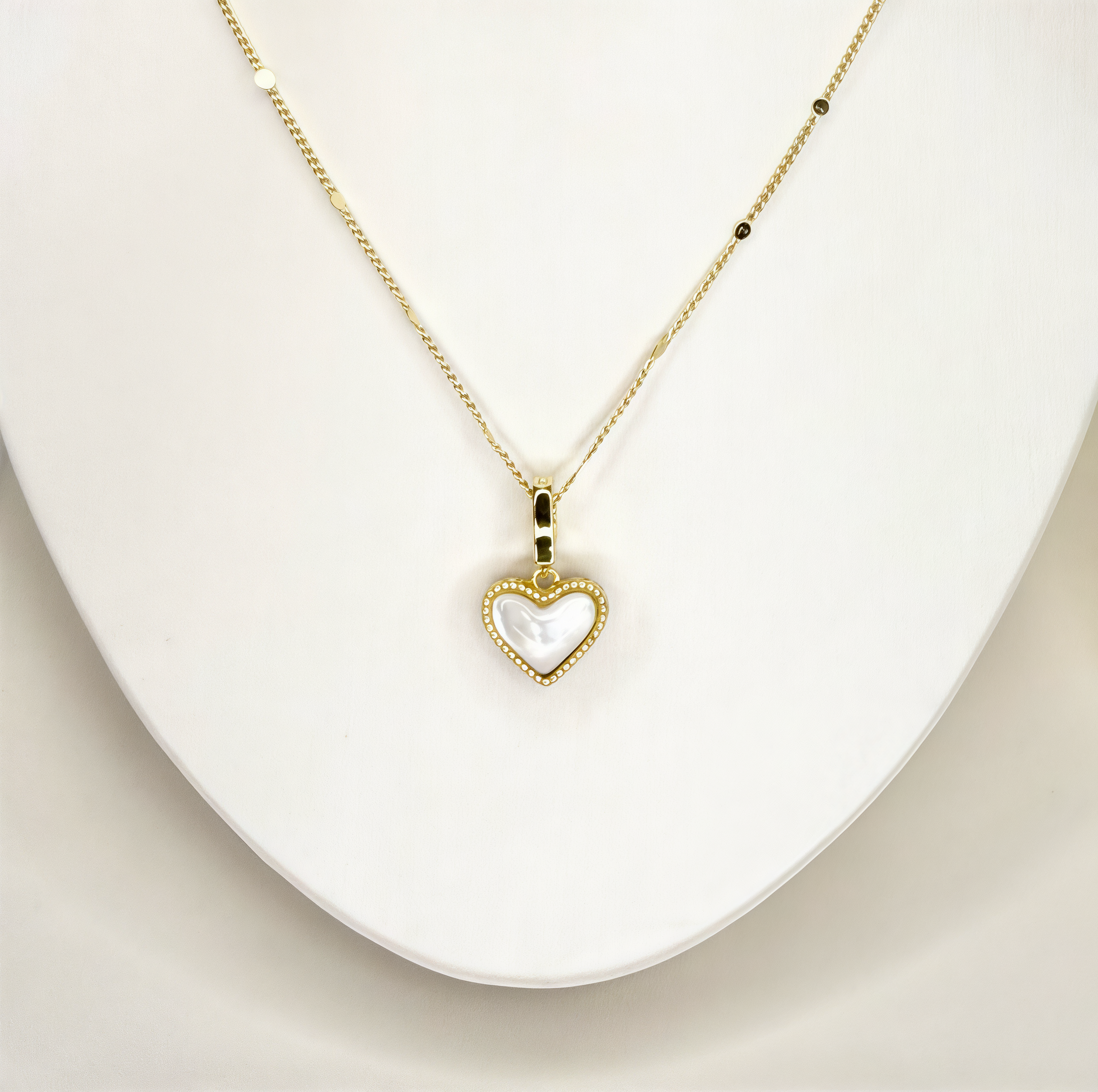 Two-sided White and Red Heart Shape Necklace