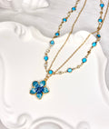 Blue Spring Floral Clavicle Double Necklace