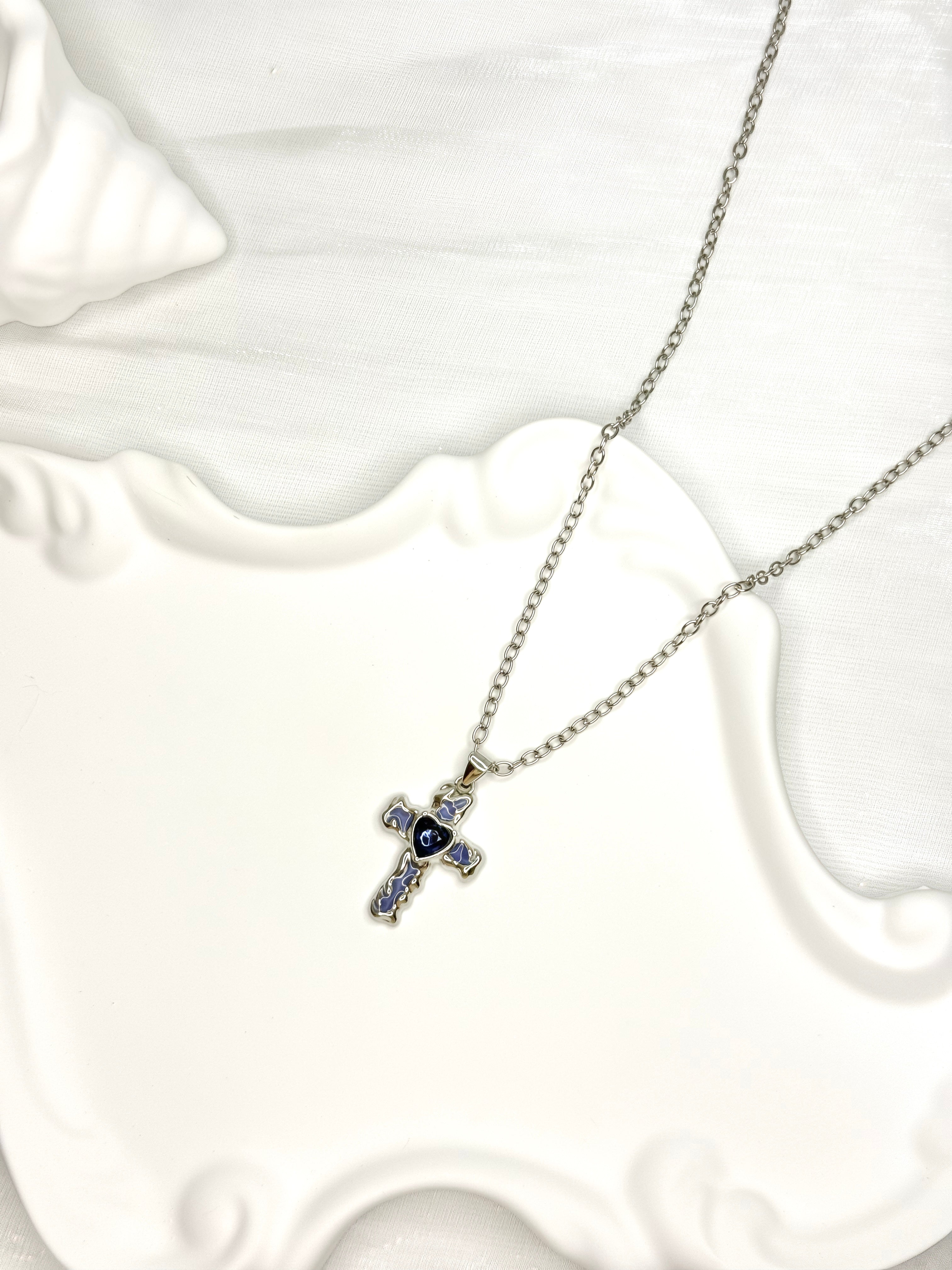 Blue Cross Necklace