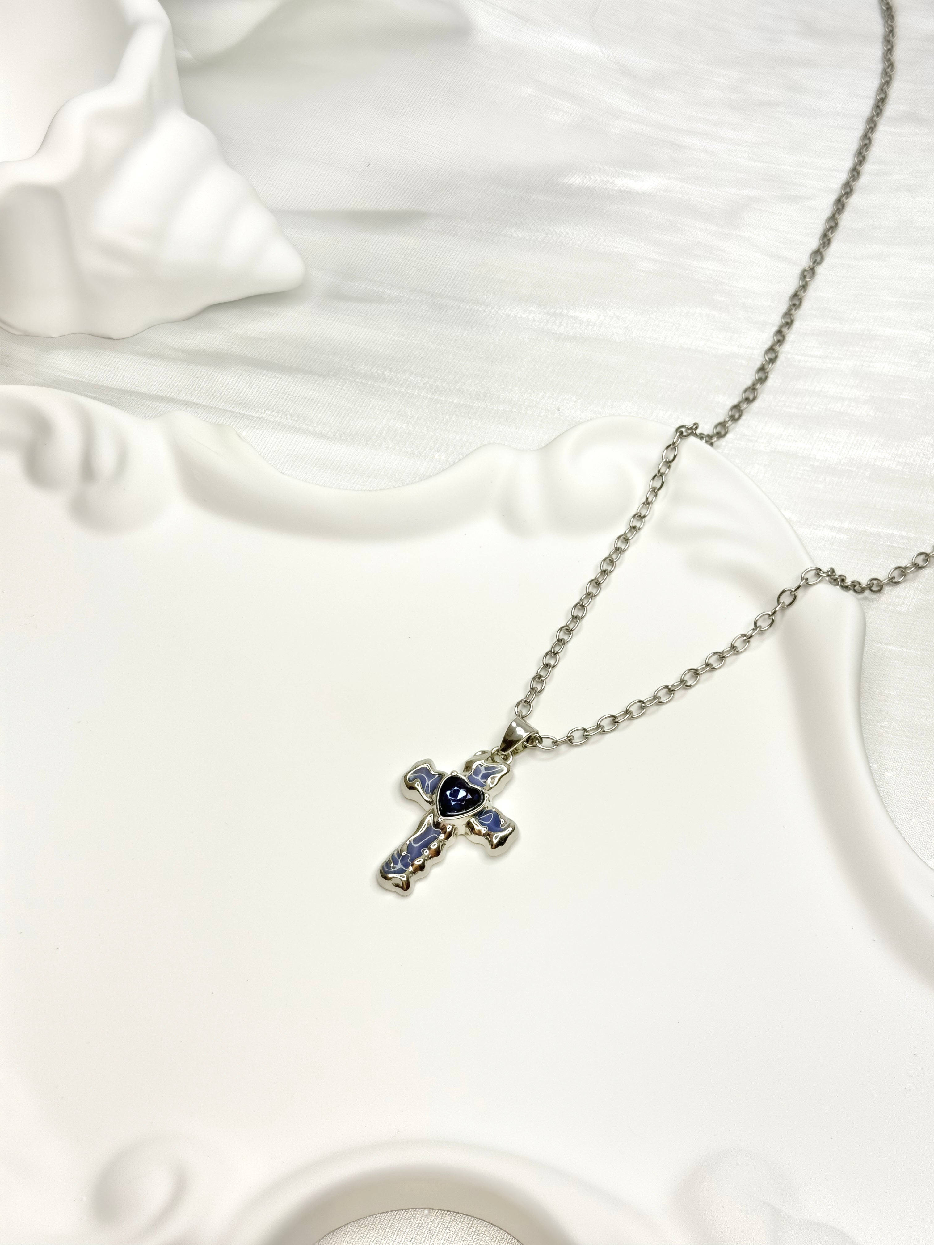 Blue Cross Necklace