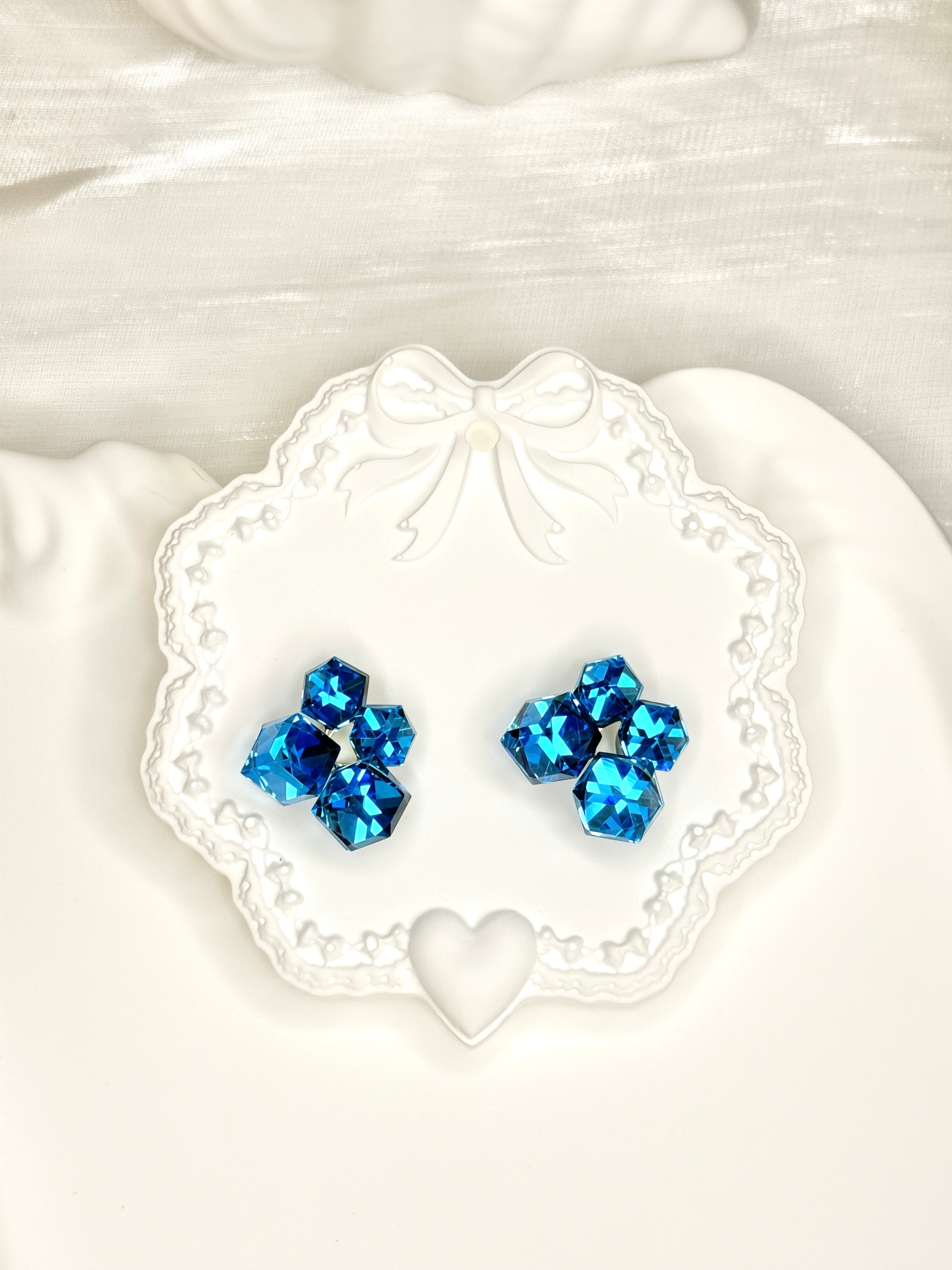 Ice Blue Cube Earrings