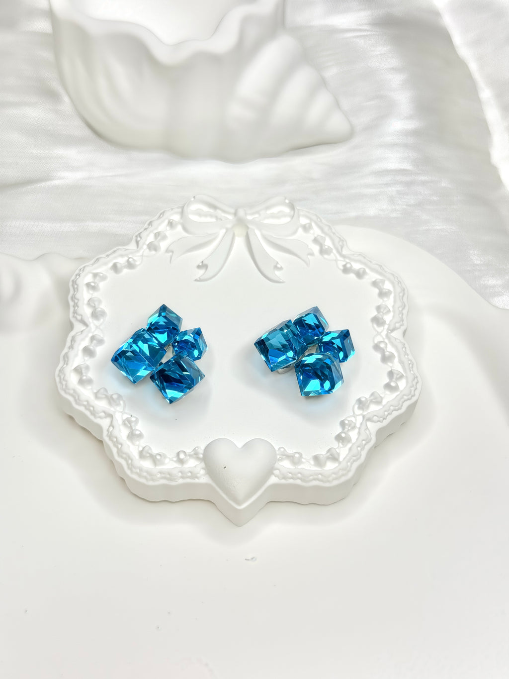 Ice Blue Cube Earrings
