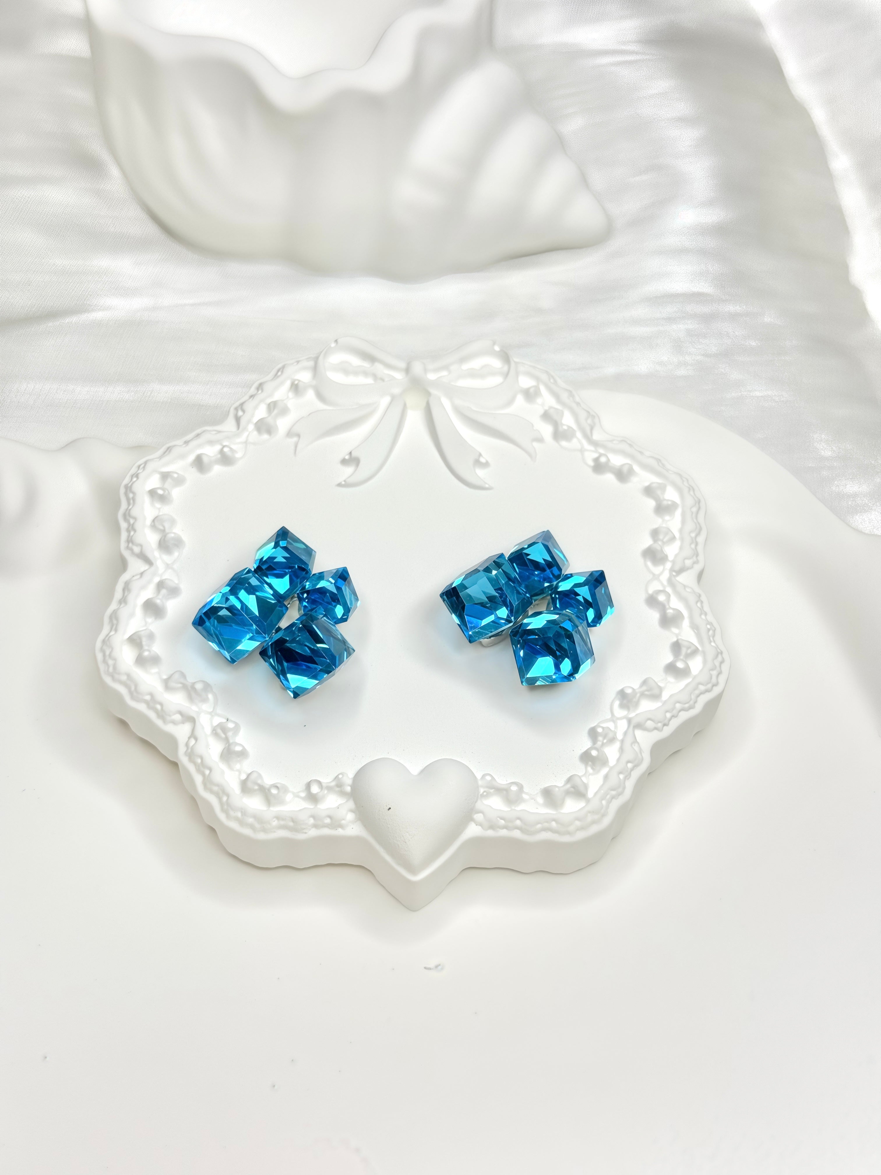 Ice Blue Cube Earrings