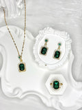 Green Luxurious Rectangle Zircon Jewel Set
