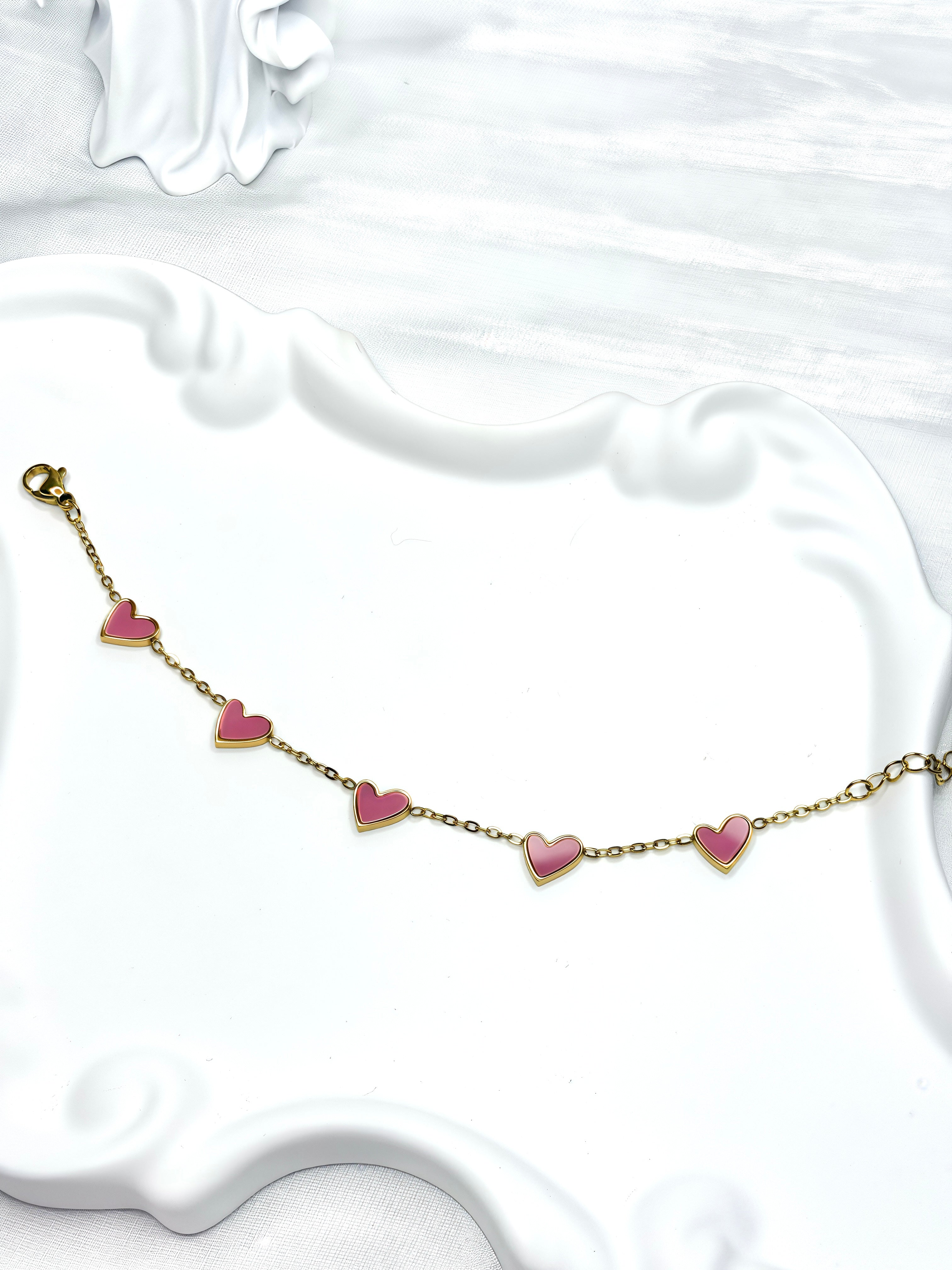 Pink Heart Titanium Steel Bracelet