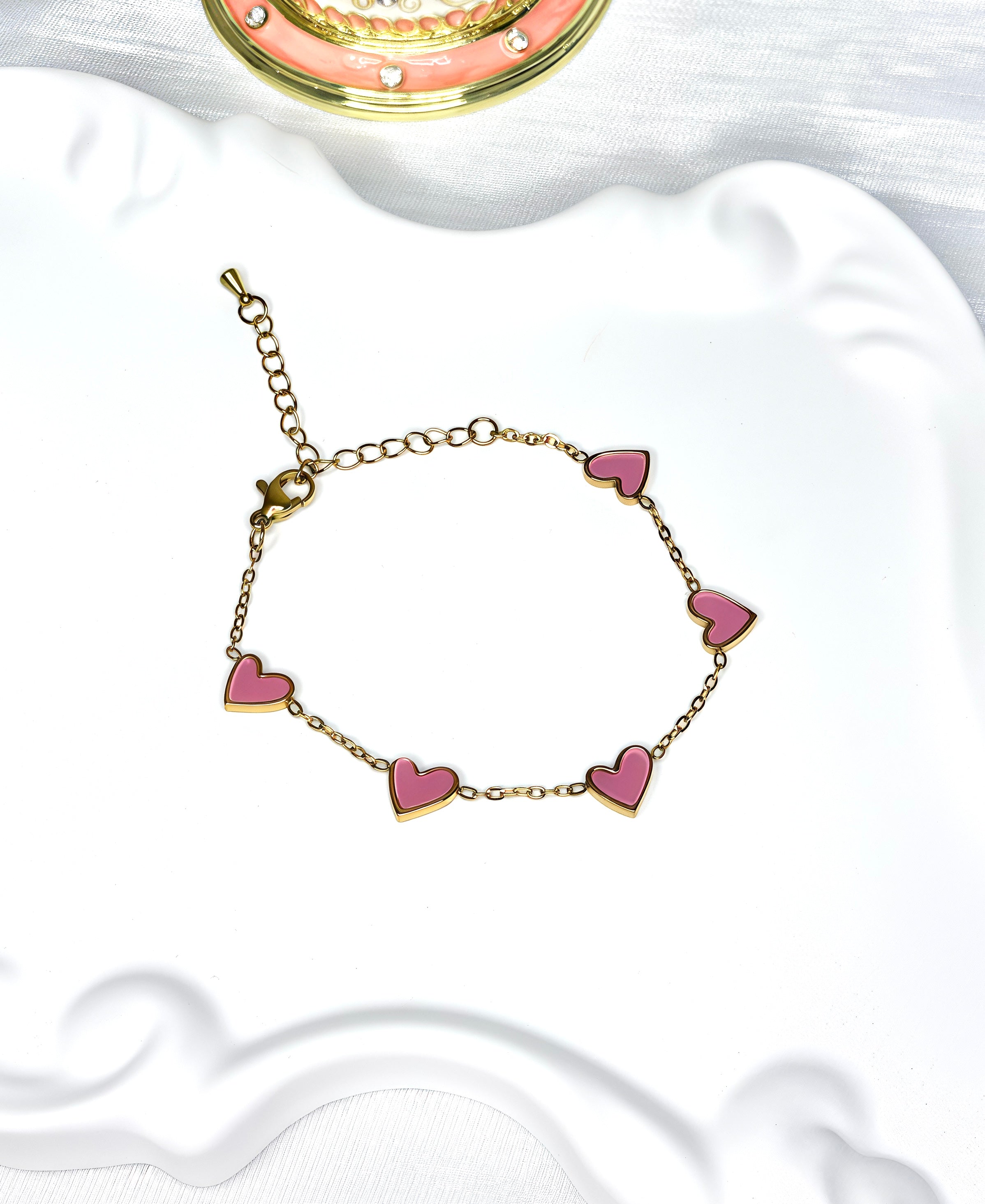Pink Heart Titanium Steel Bracelet