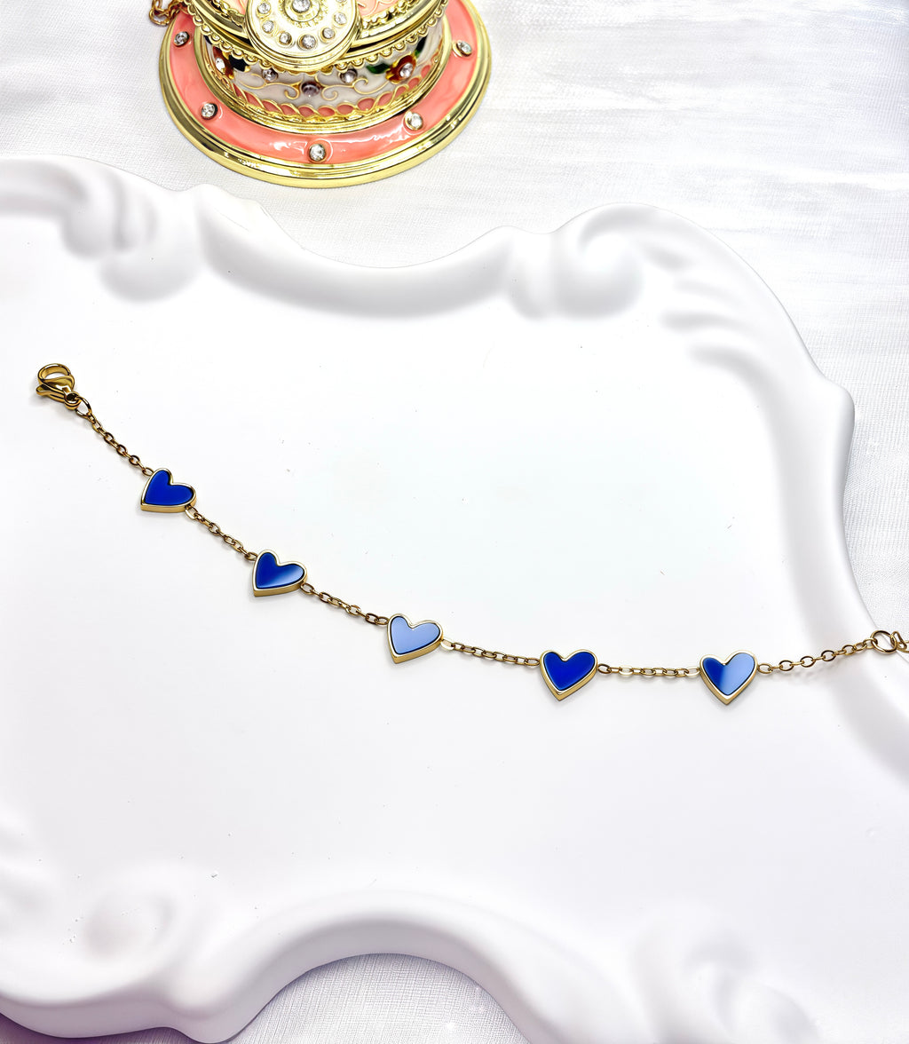 Blue Heart Titanium Steel Bracelet