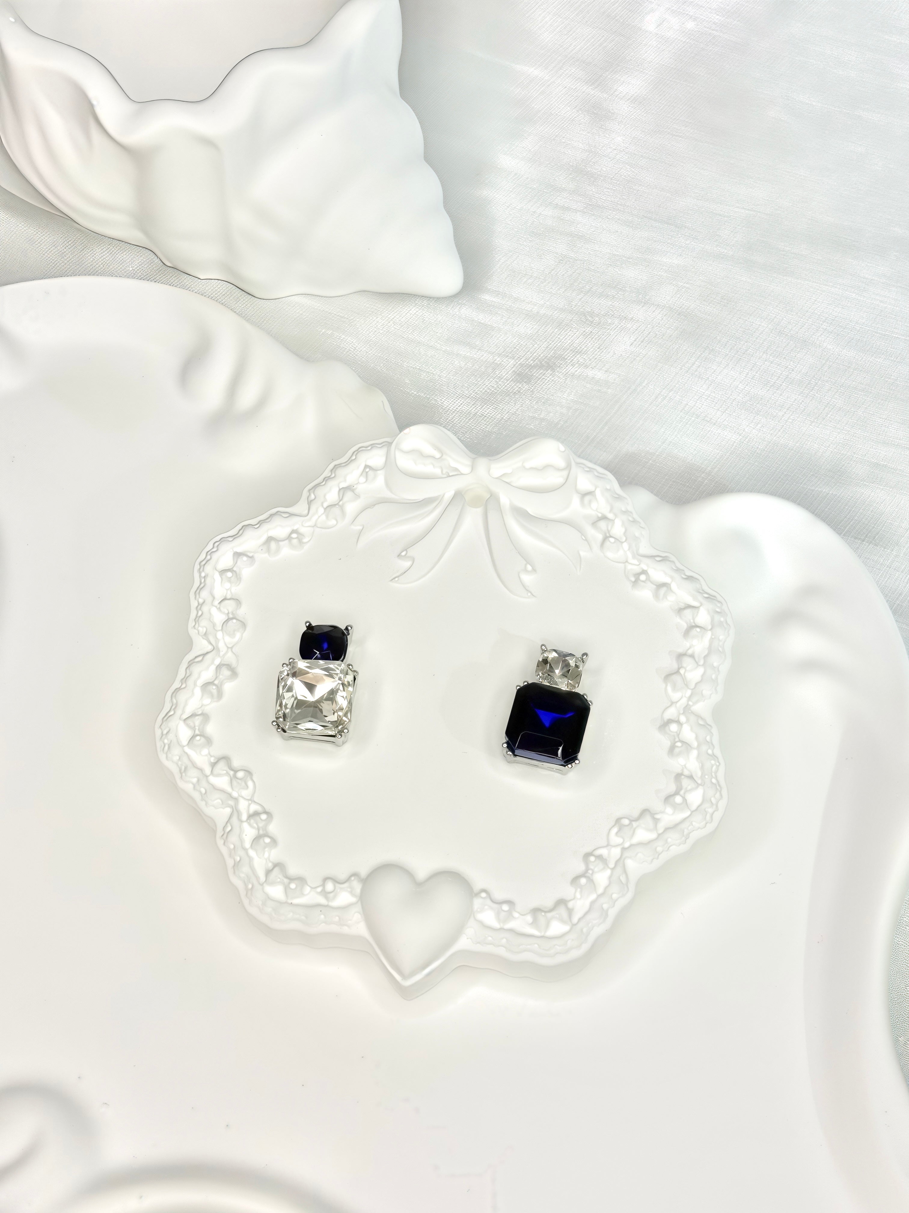 Heart of the Ocean Square-Cut Blue Zirconia Earrings