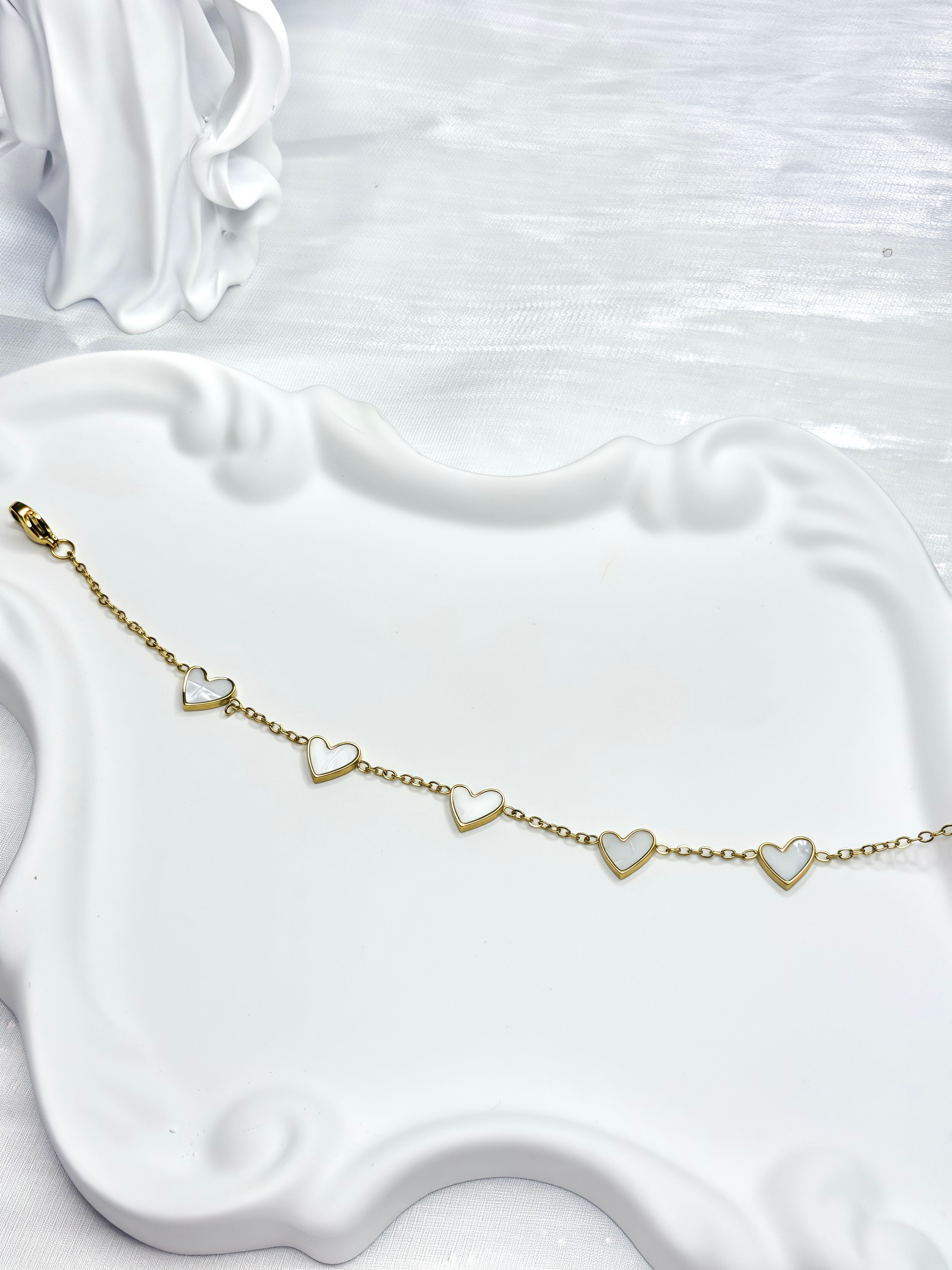 White Heart Titanium Steel Bracelet
