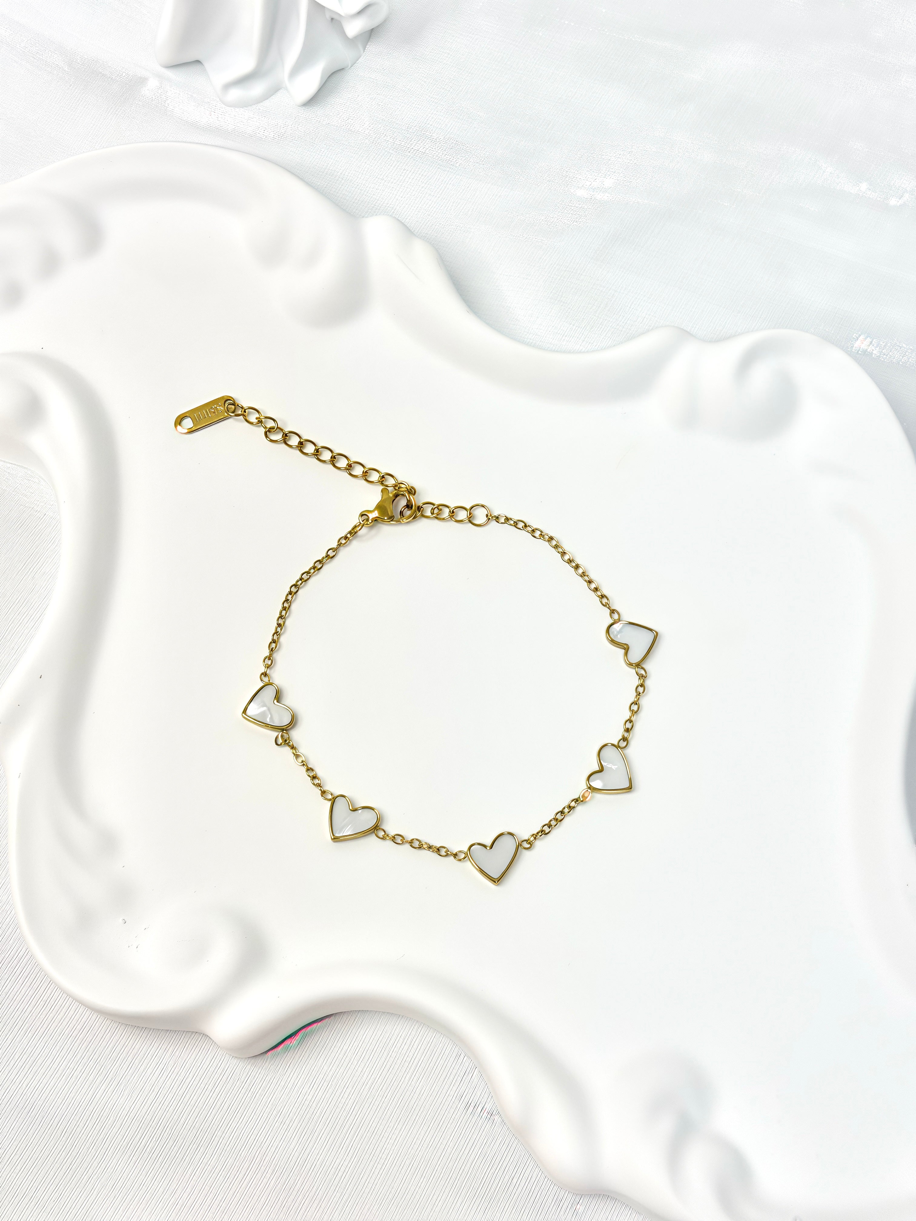 White Heart Titanium Steel Bracelet