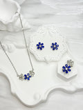 Blue Twin Flower Sparkling Zircon Jewel Set
