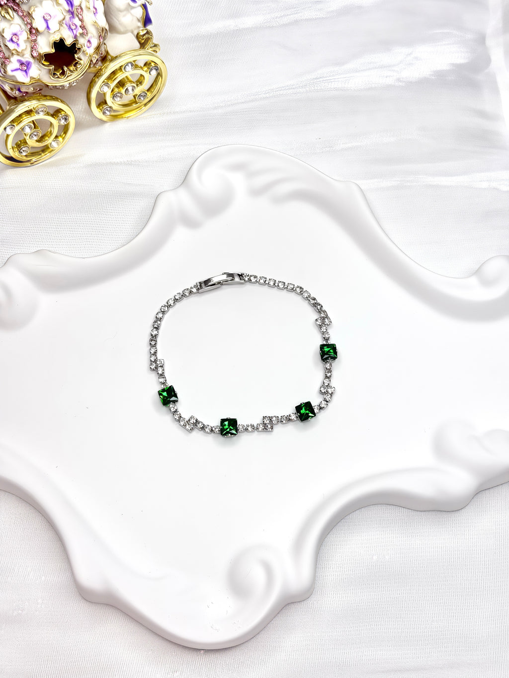 Sparkling Green Cubic Zirconia Bracelet