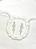 Wheat Ear White Pearl Tassel Zircon Earrings