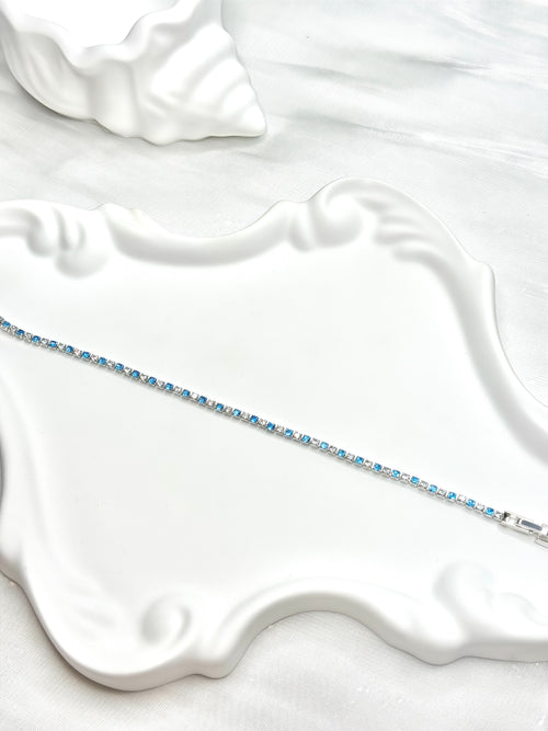 Blue and White Sparking Delicate Chain Bracelet