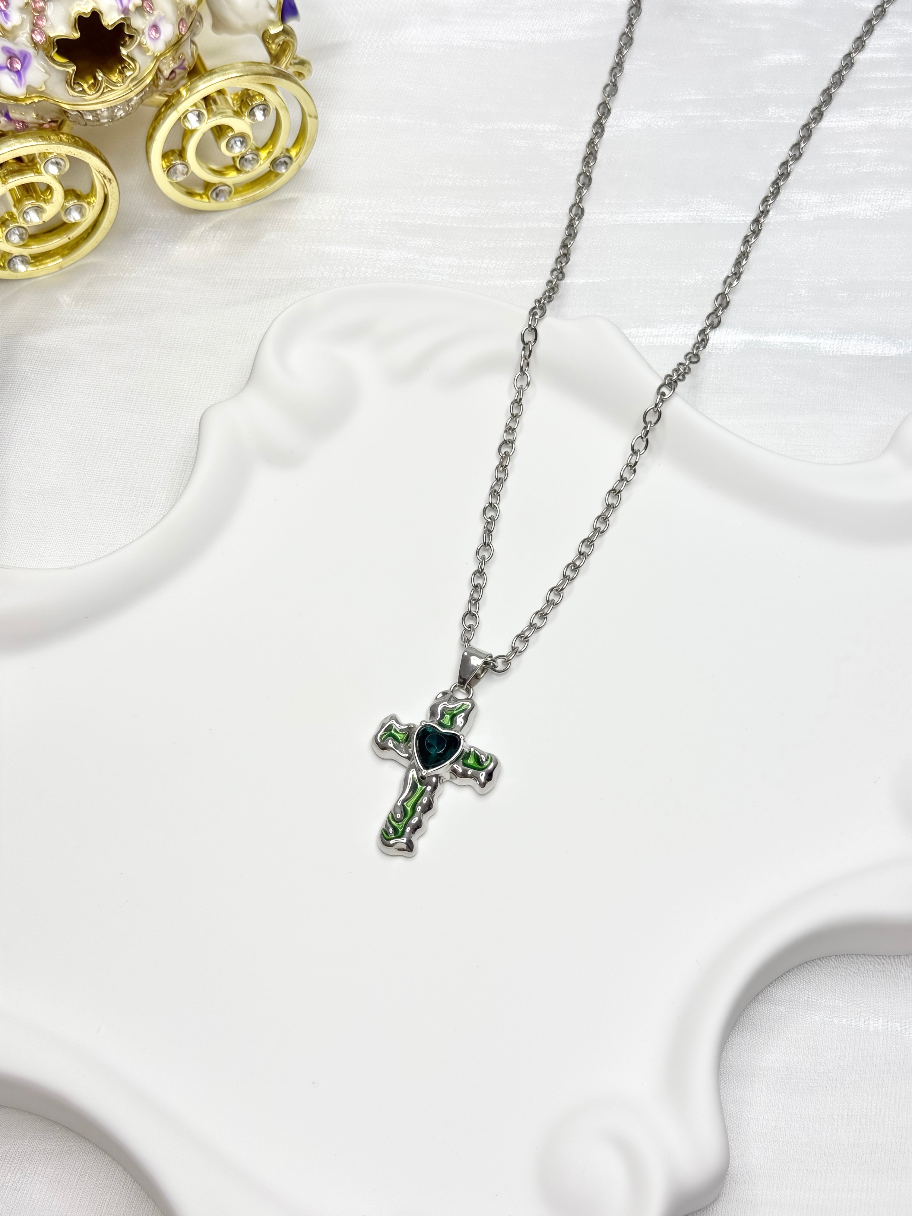Green Cross Necklace