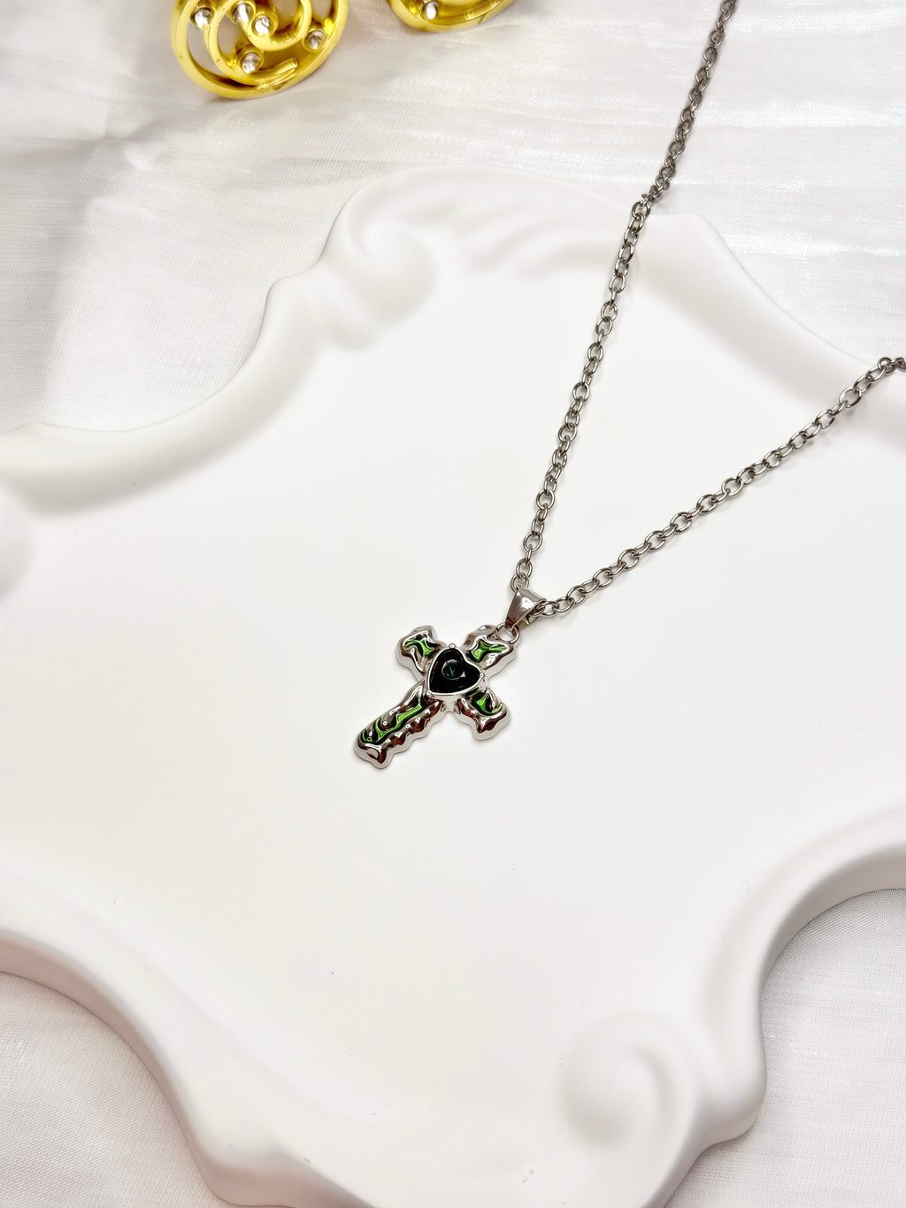 Green Cross Necklace