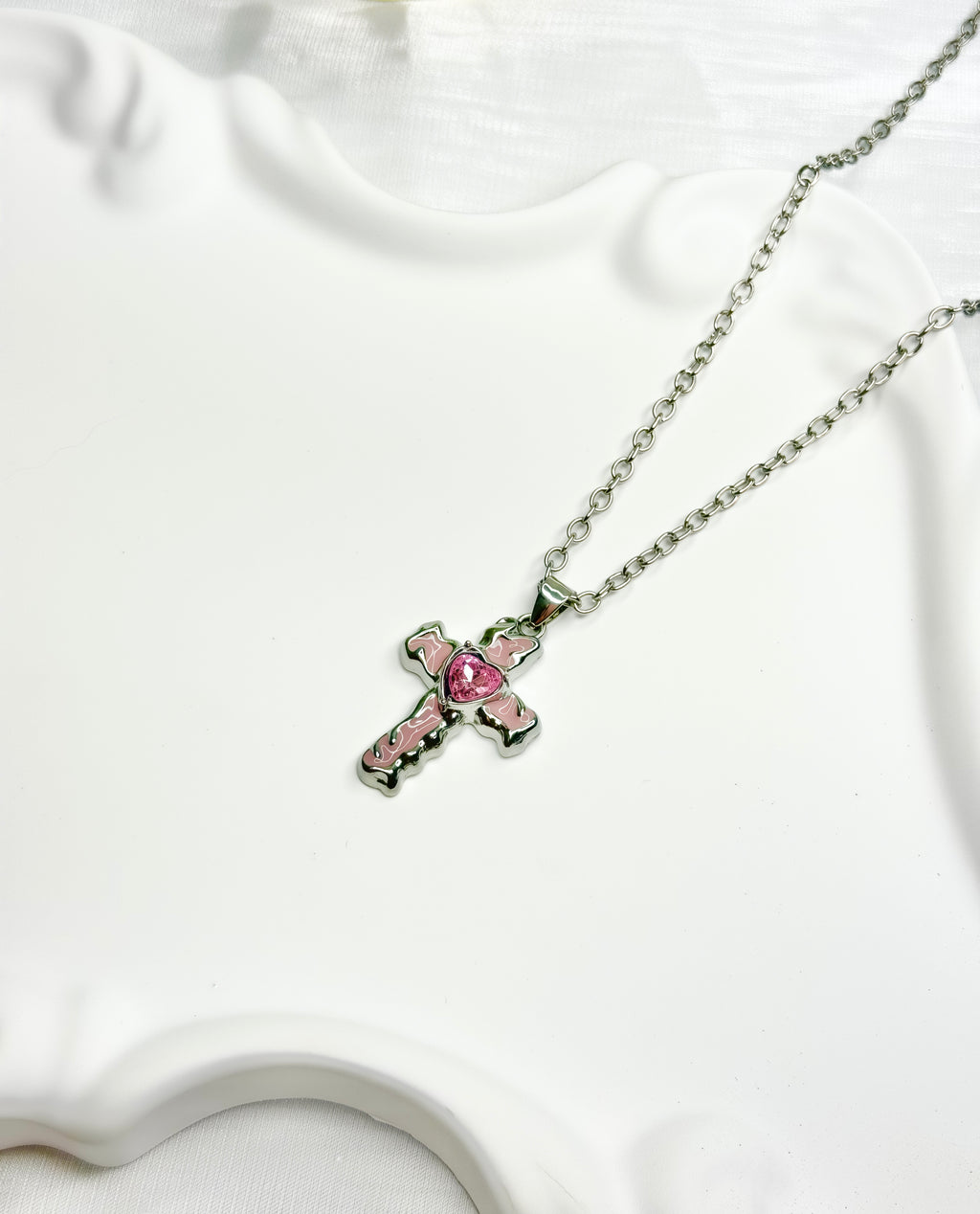 Pink Cross Necklace