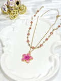 Pink Spring Floral Clavicle Double Necklace