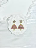 Pink Sparkling Christmas Tree Earrings