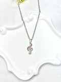 Pink Rhinestone Music Note Necklace