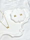 White Pearl "H" Initial Jewel Set