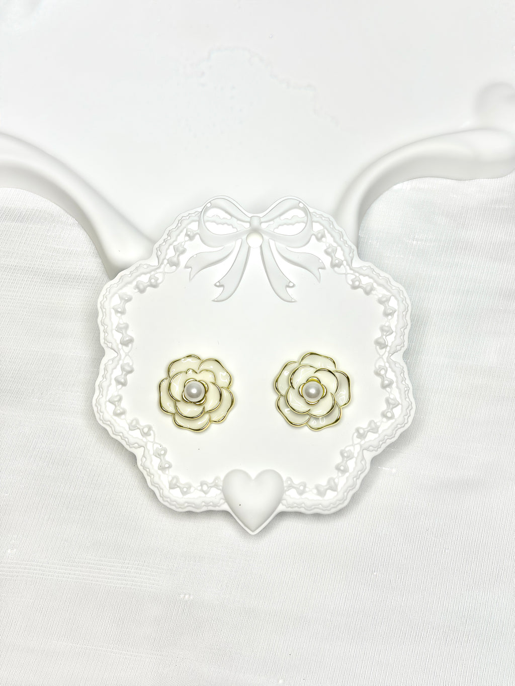 White Rose Earrings