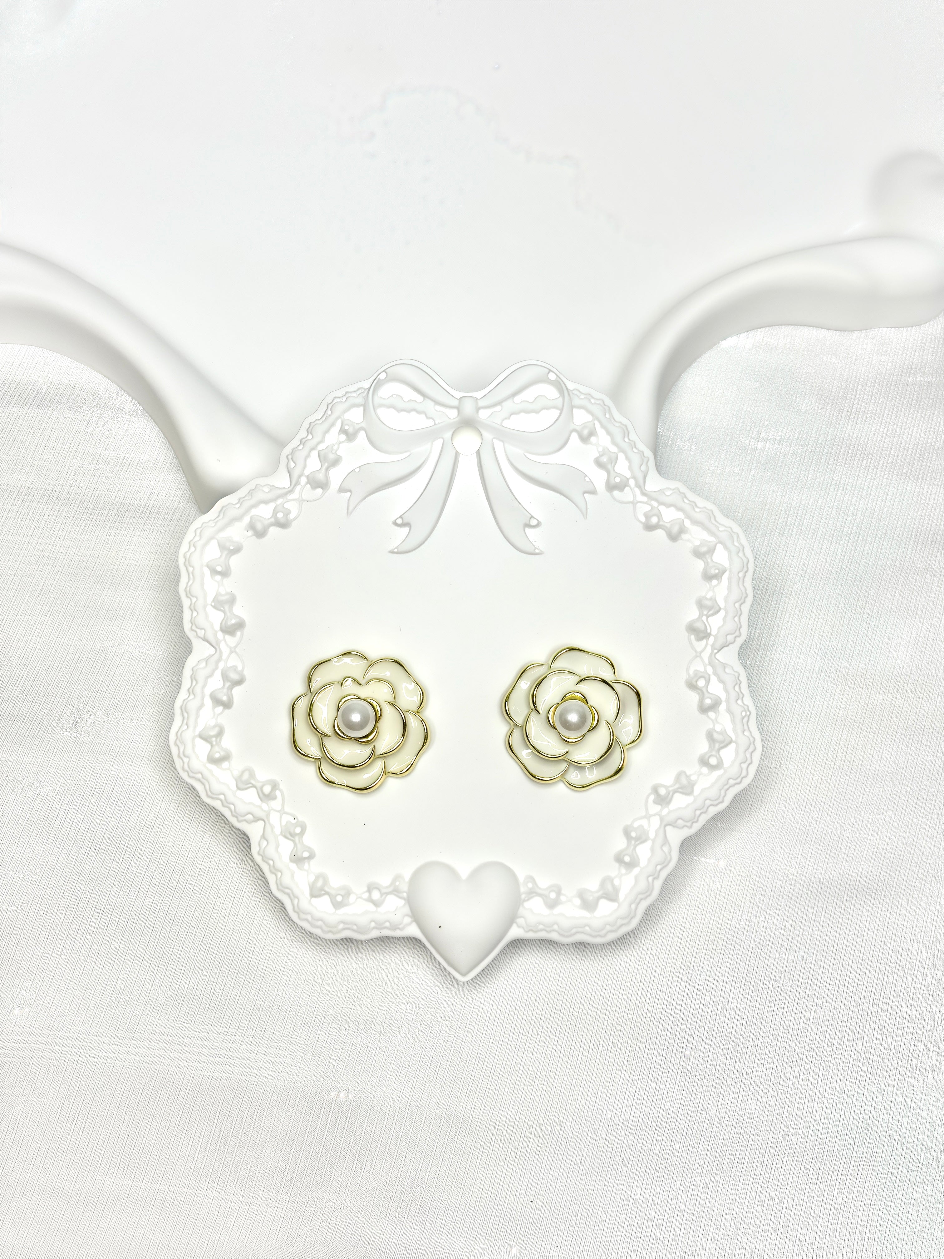 White Rose Earrings