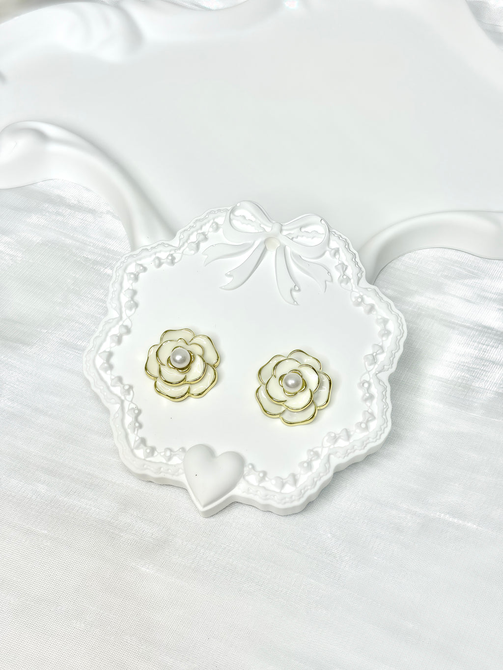 White Rose Earrings