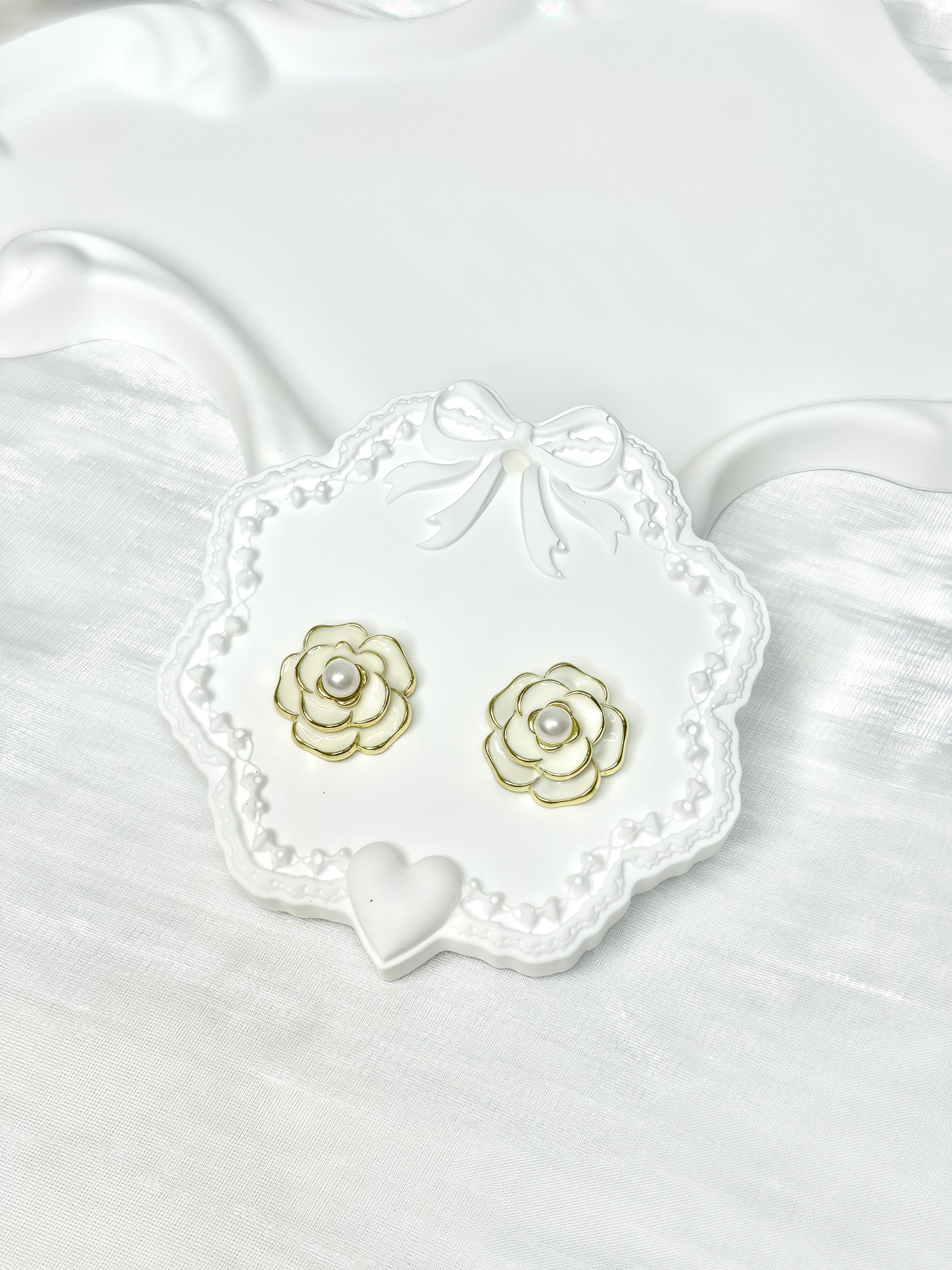 White Rose Earrings