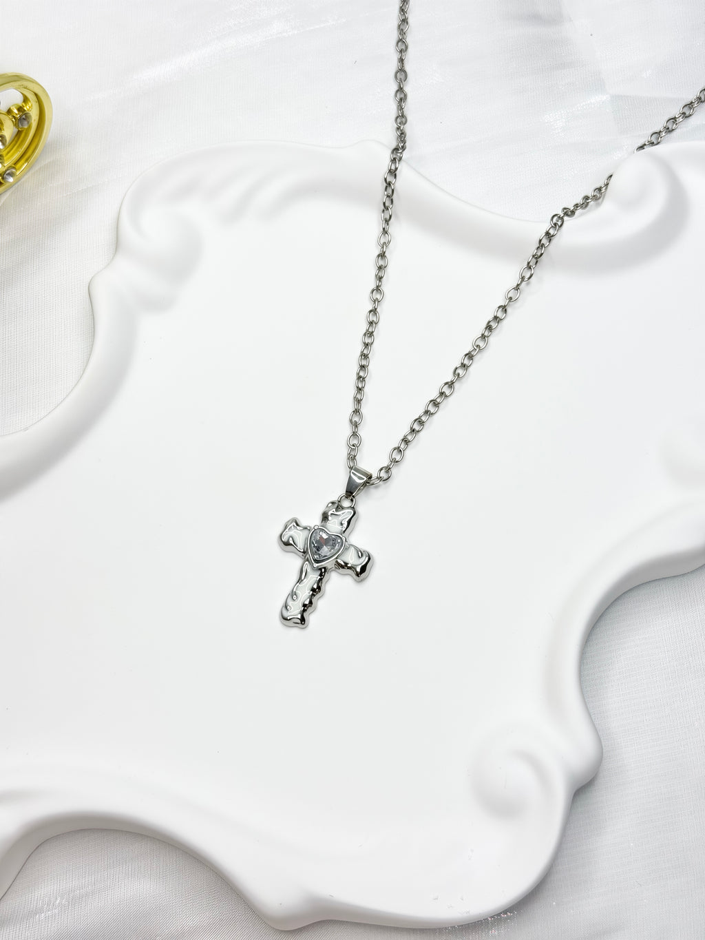 White Cross Necklace