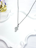 White Rhinestone Music Note Necklace